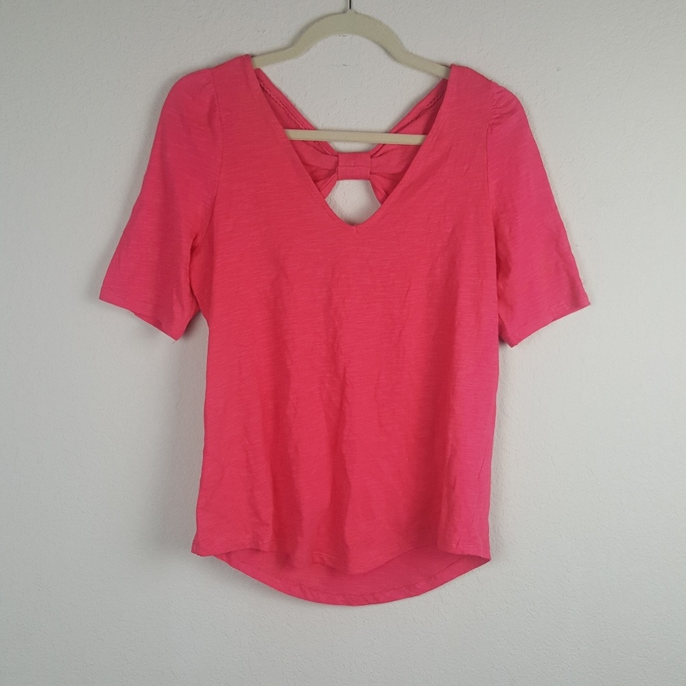 Anthropologie Meadow Rue Red Bow Back Tee